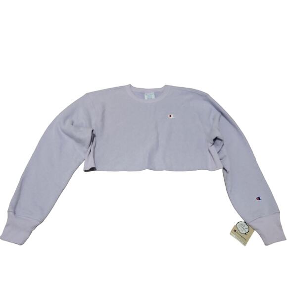 Champion oversized Reverse Weave cropped cut off lilac sweatshirt size small - Picture 3 of 6